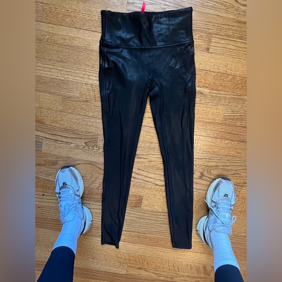 Black Spanx Leather Leggings - Picture 2 of 7